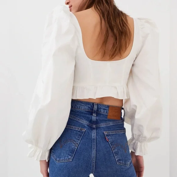 NWT For love and Lemons Heather Long Sleeve Corset Top size XXS white - Picture 4 of 14